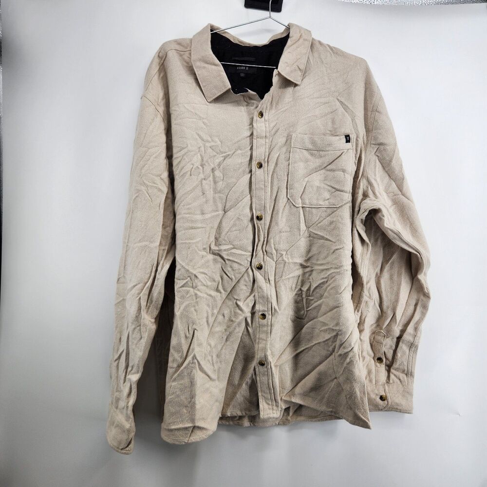 ROARK Men's XXL Beige‎ Crossroads Organic Cotton Flannel Shirt